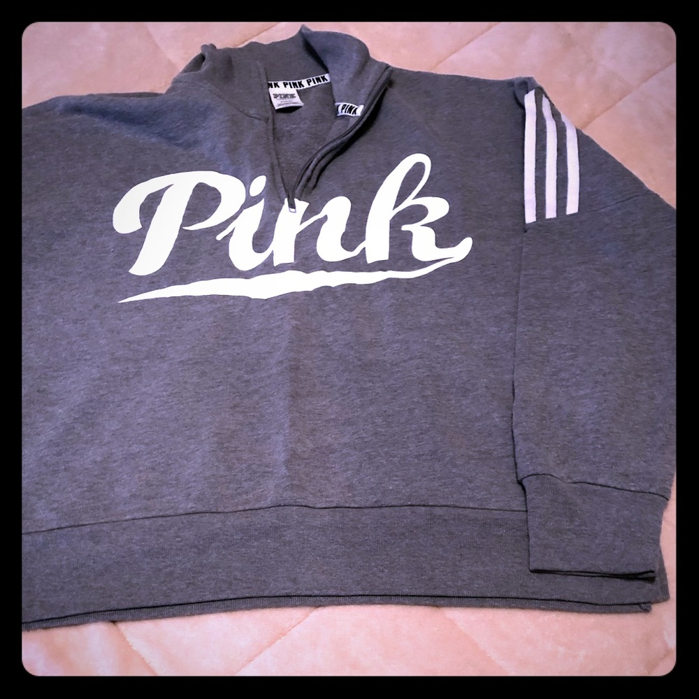 Pink 1/4 zip sweat shirt